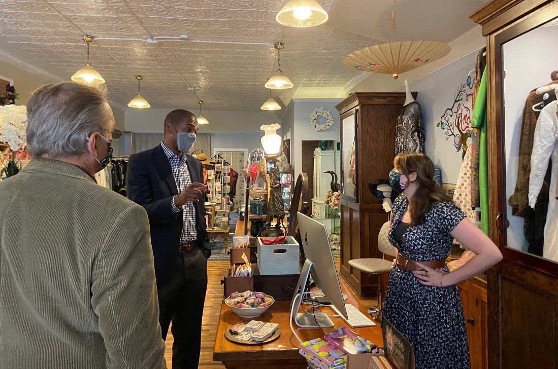 Gary Herzig in a main street business store