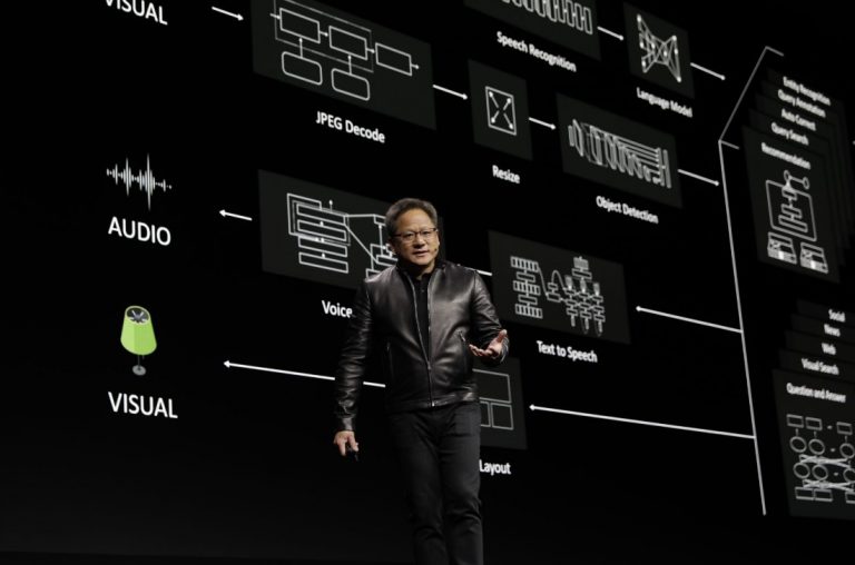 NVIDIA CEO pitch on stage about the product
