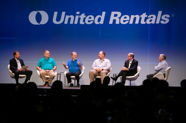 United Rentals leadership team on stage at conference