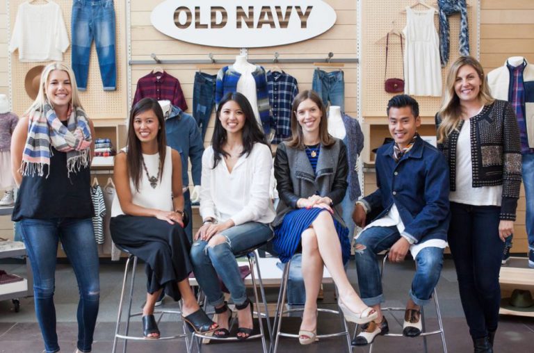 Models in an Old Navy store grand opening