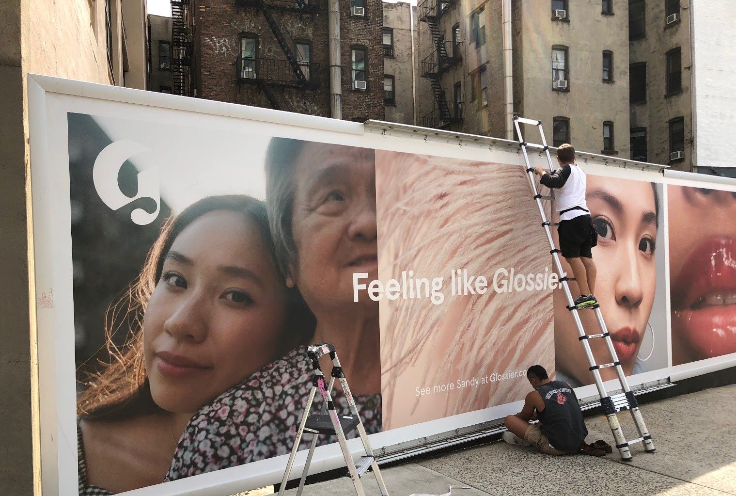 Emily Weiss's Glossier brand display in New York