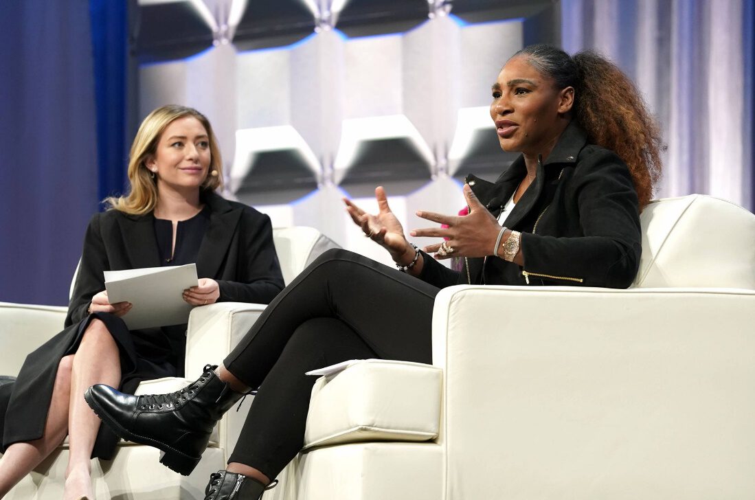 Serena Williams gave talk to the audience at a conference