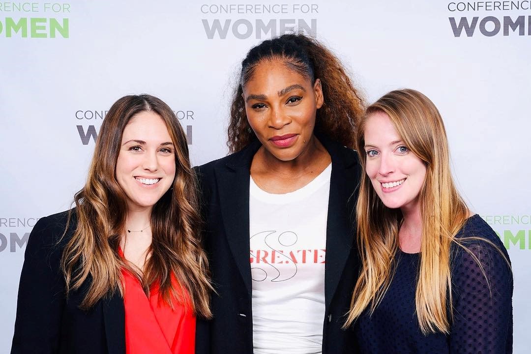 Serena Williams with young female entrepreneurs