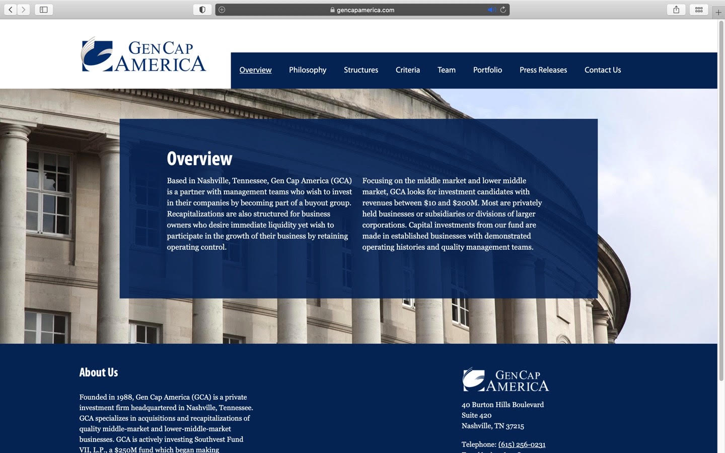 Gen Cap America website homepage