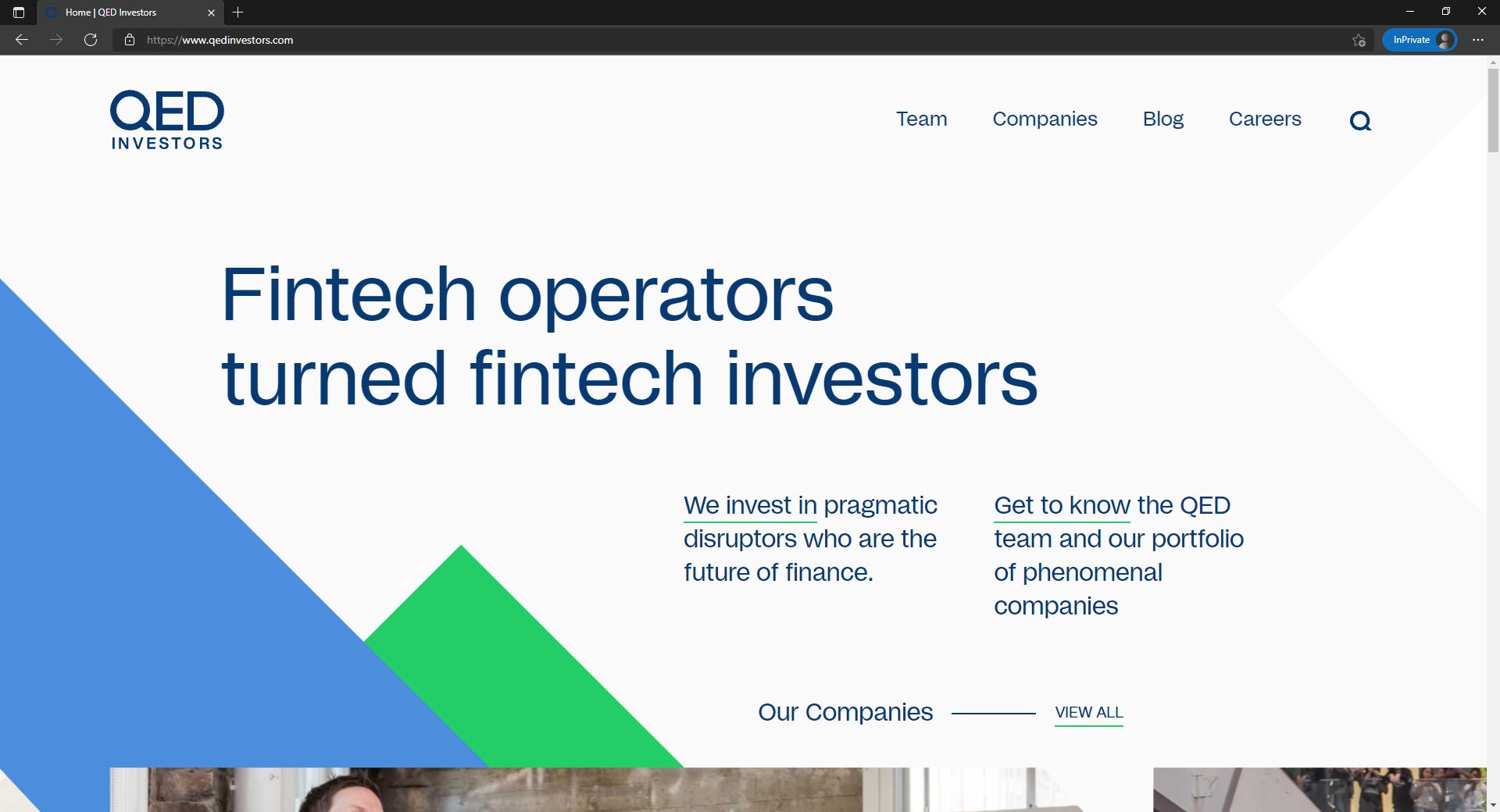 QED Investors website homepage