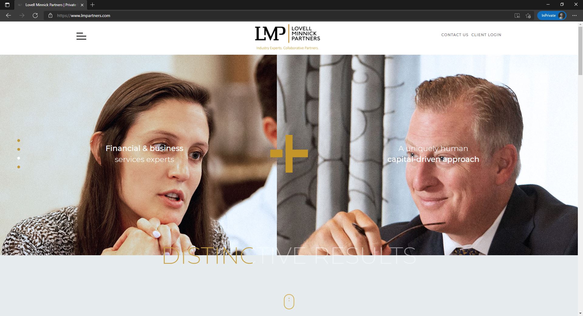 Lovell Minnick Partners website homepage
