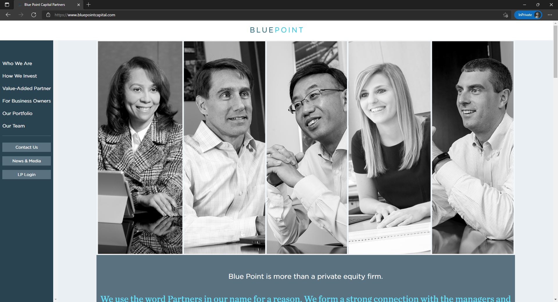Blue Point website homepage