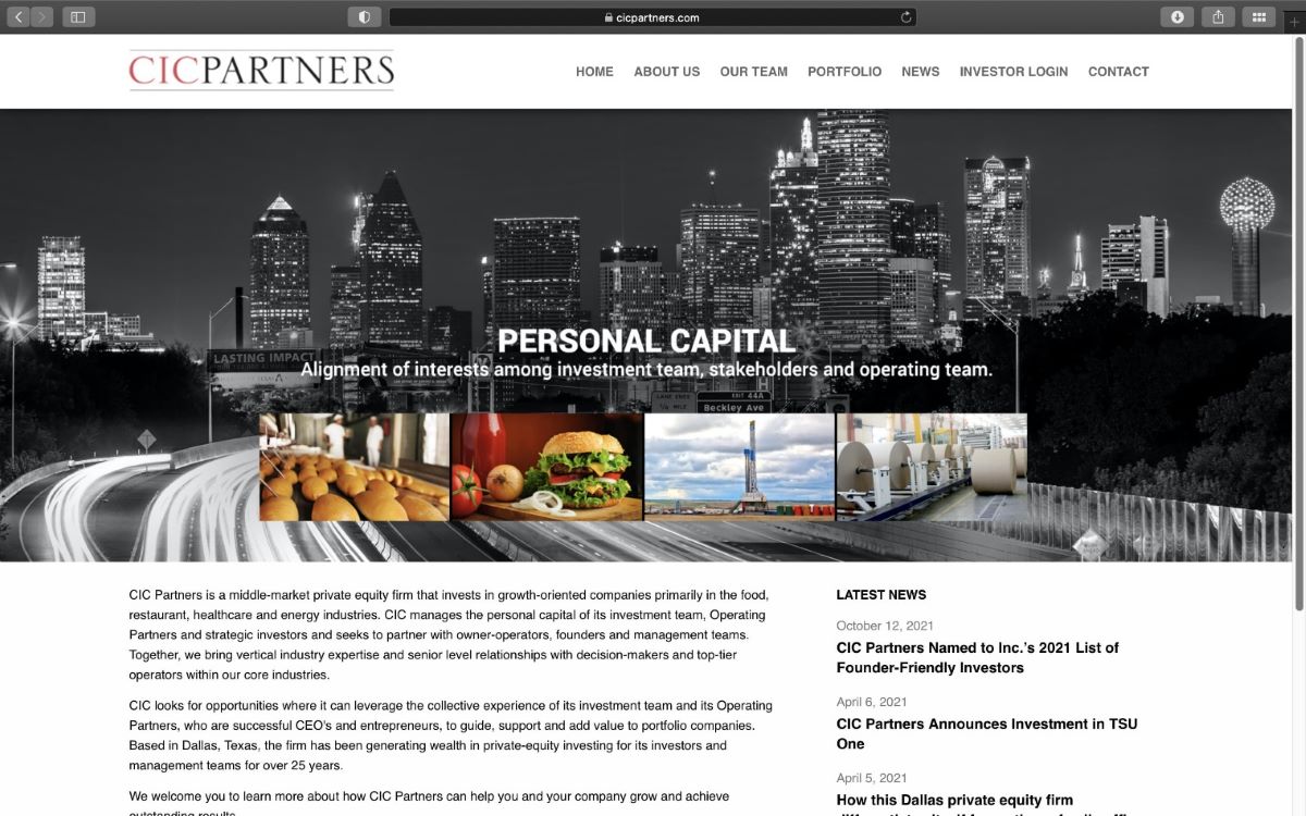 CIC Partners website homepage