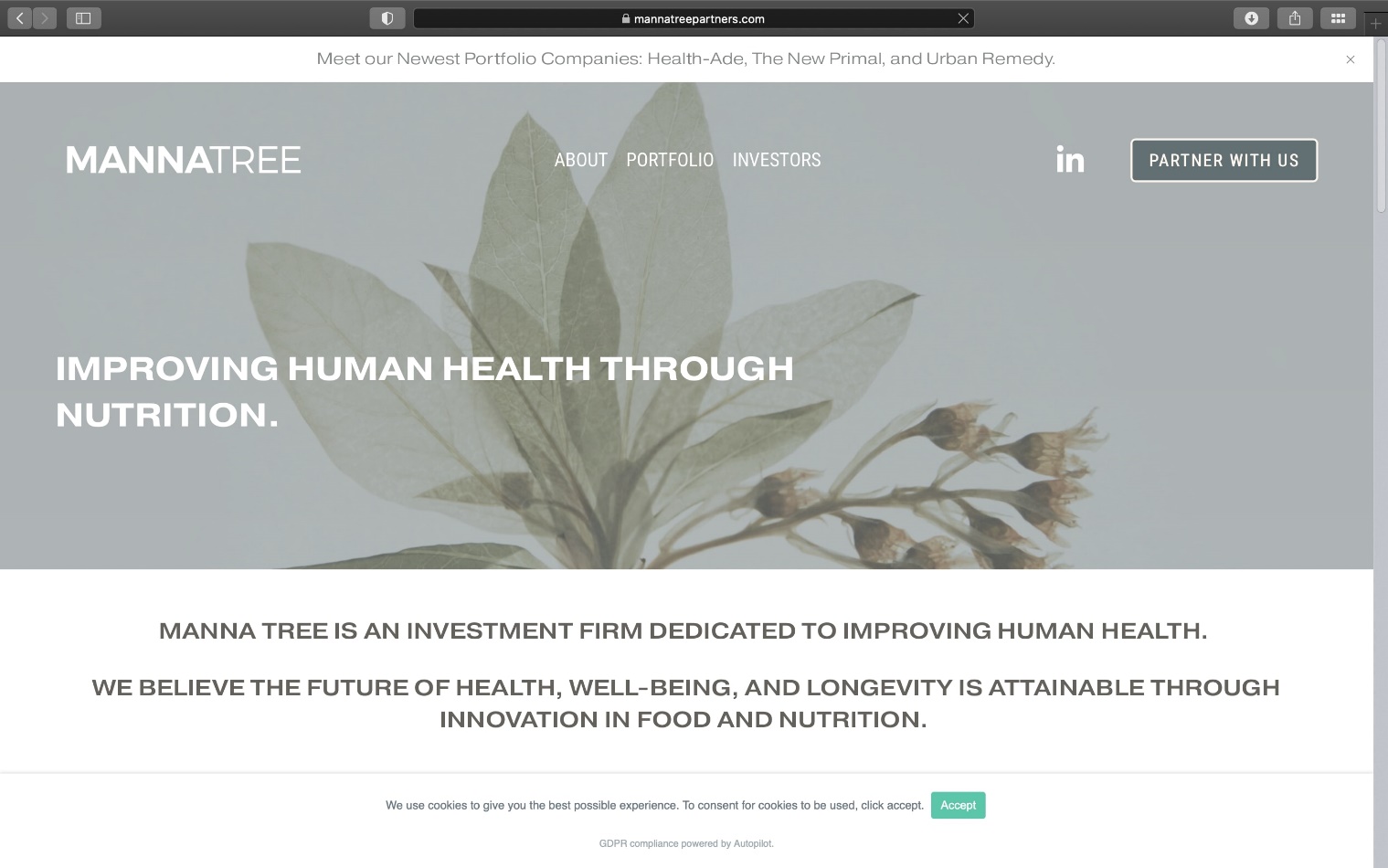 Manna Tree Partners website homepage