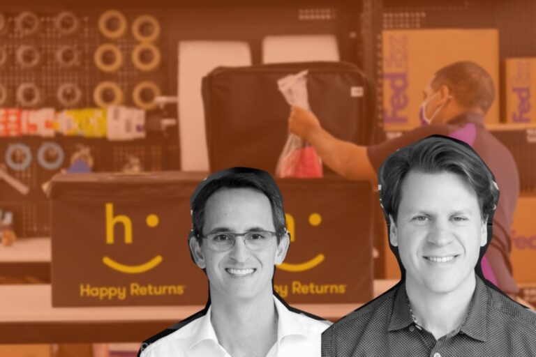 Happy Returns co-founders at the Fedex store