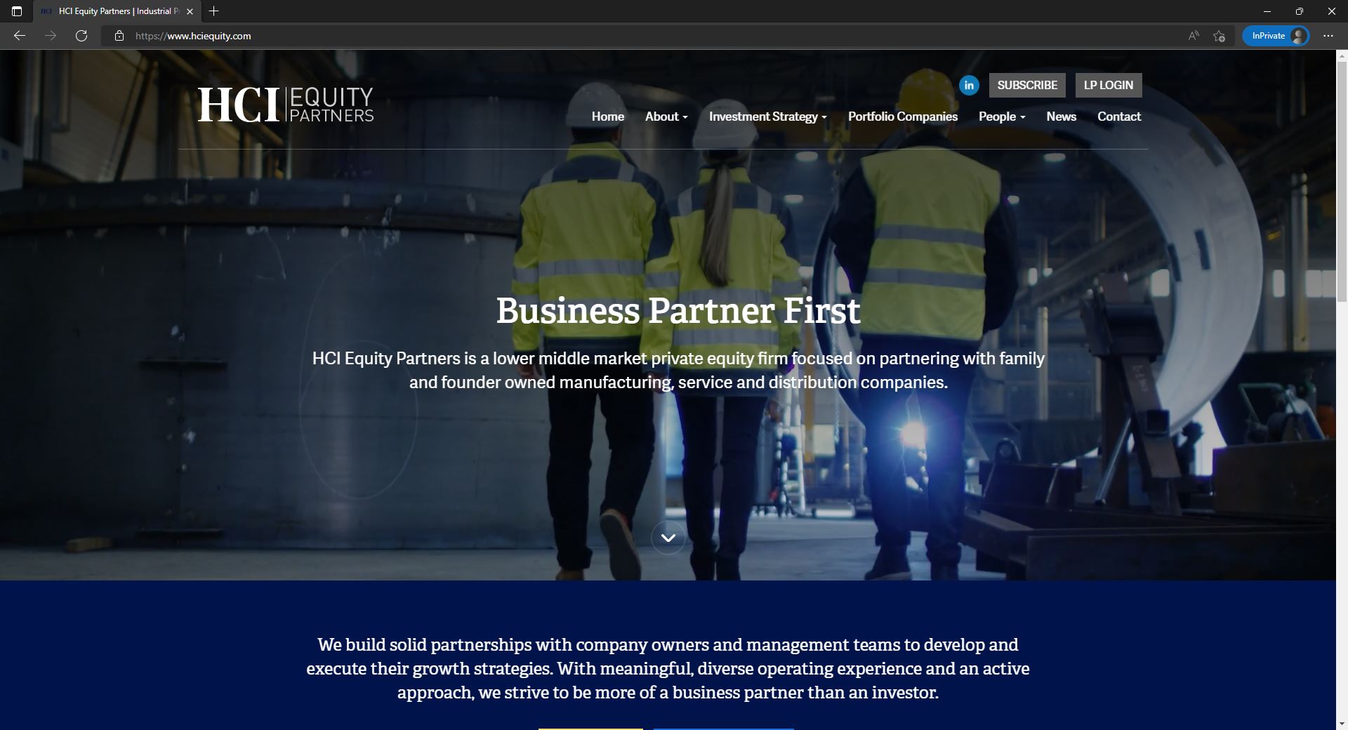 HCI Equity Partners website homepage