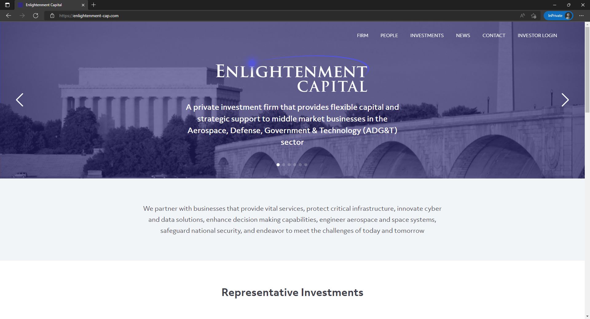 Enlightenment Capital website homepage