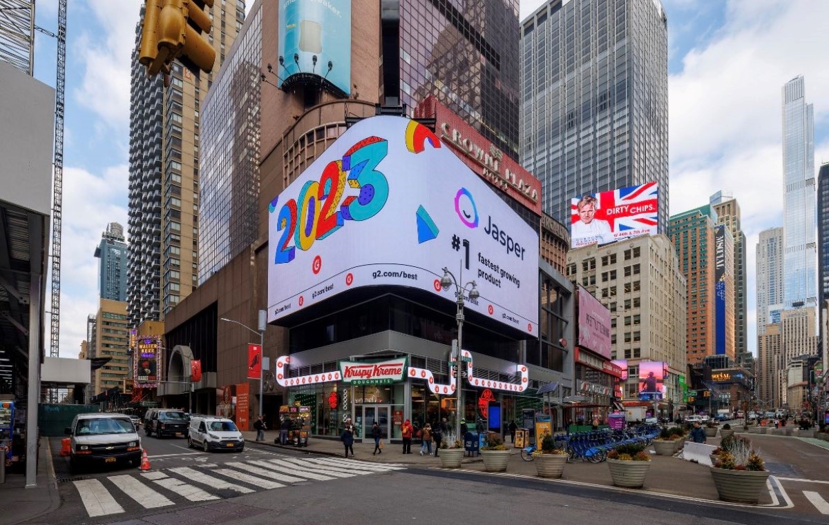 Jasper AI is featured at Times Square