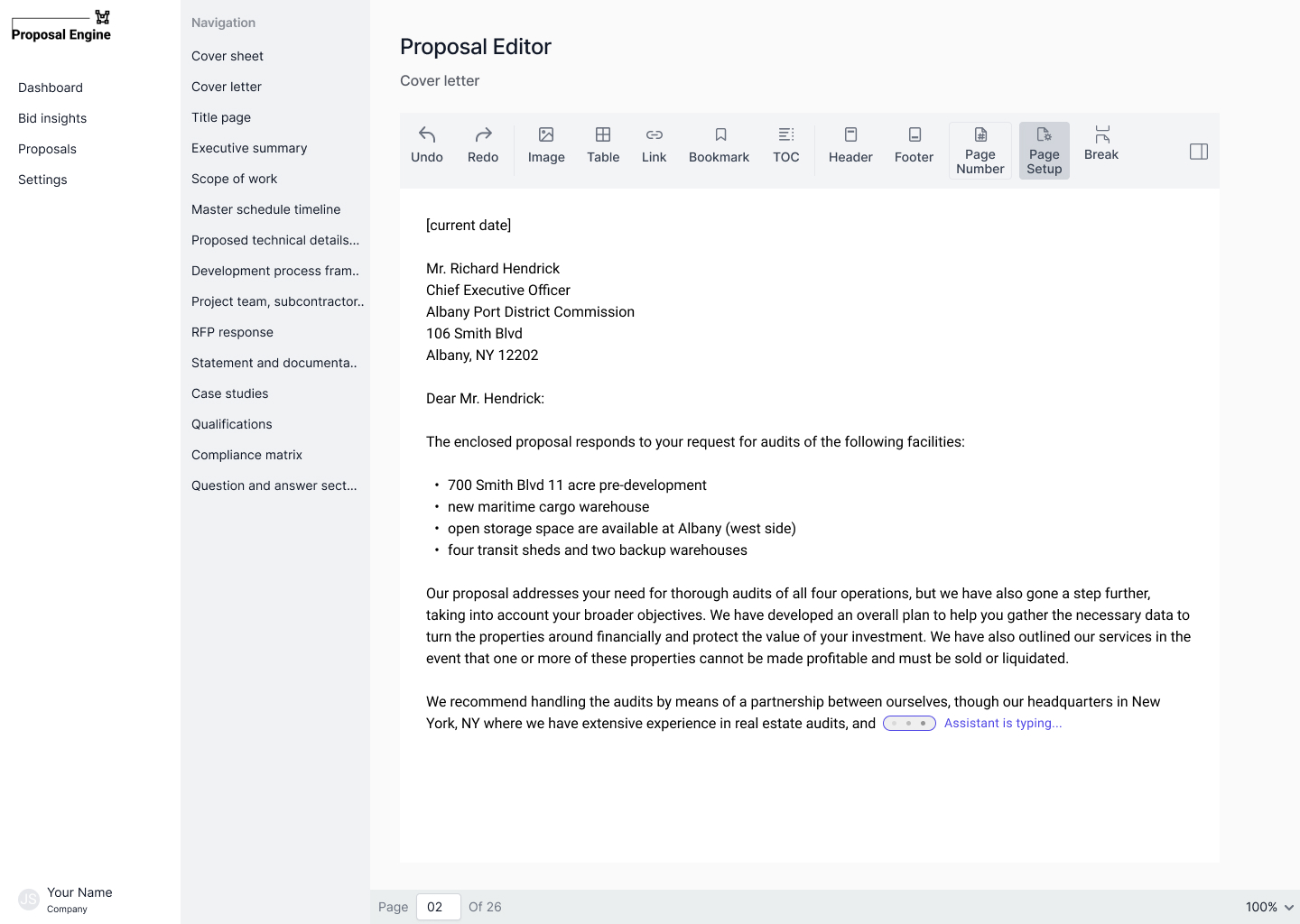 The platform is generating text for the cover letter