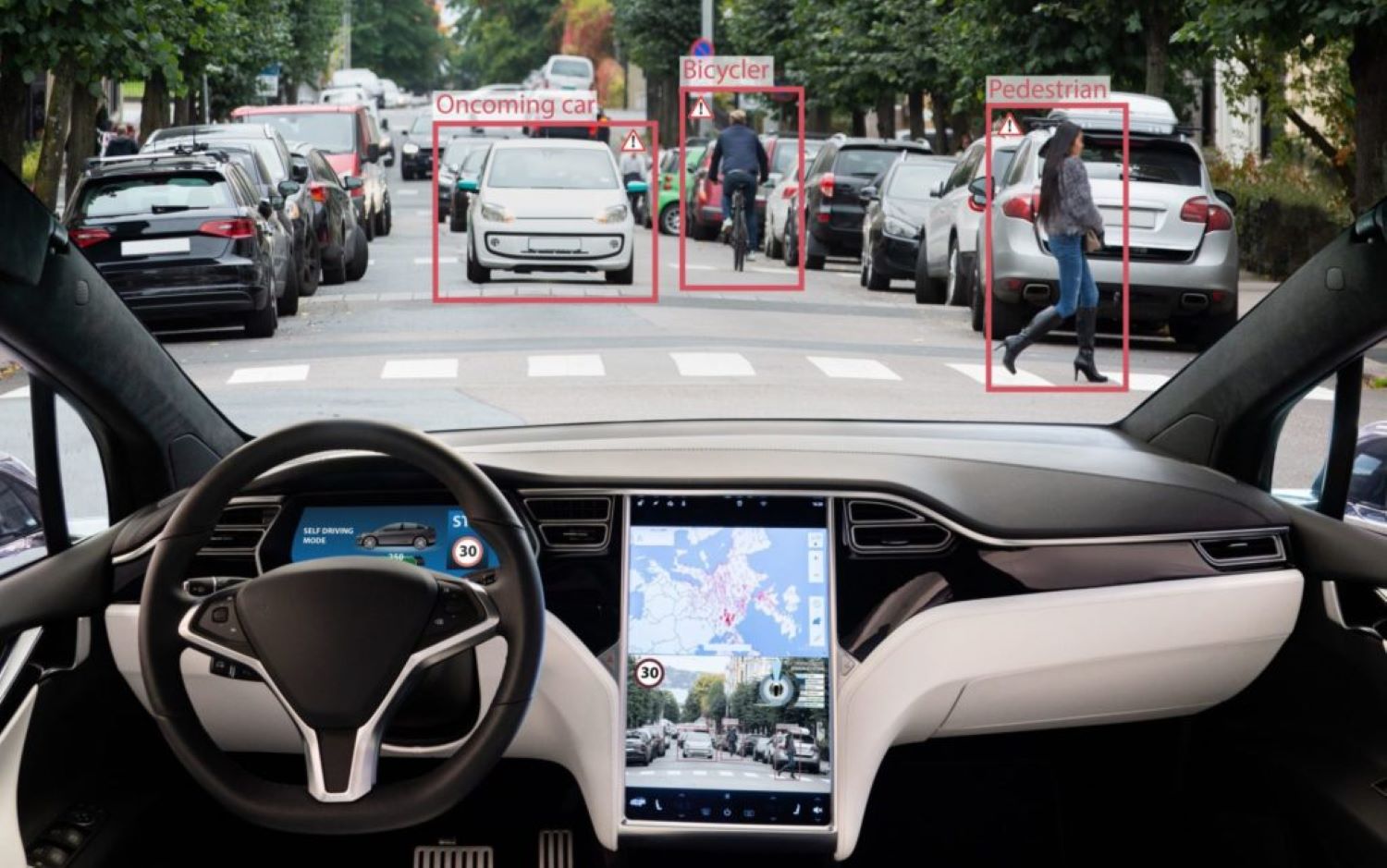 Tesla self-driving car control panel