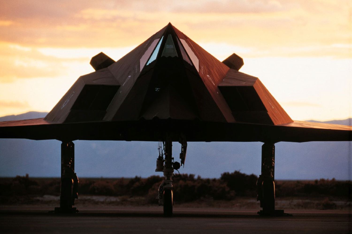 The front of the F-117 Nighthawk