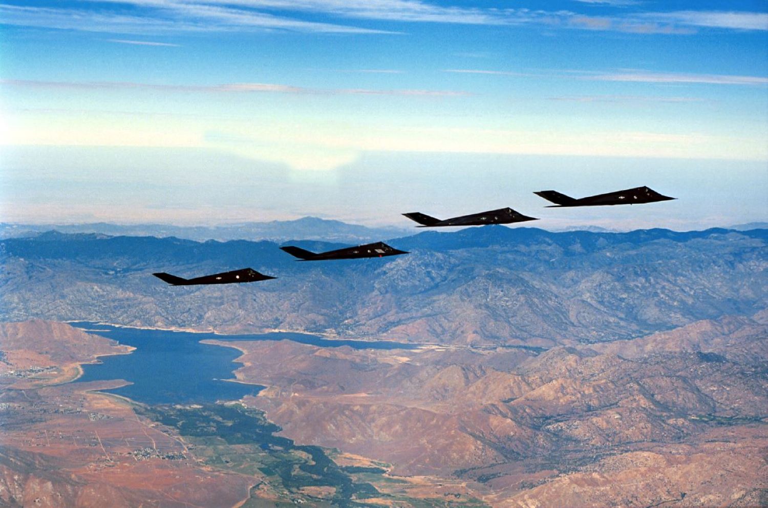 F-117s flying in line