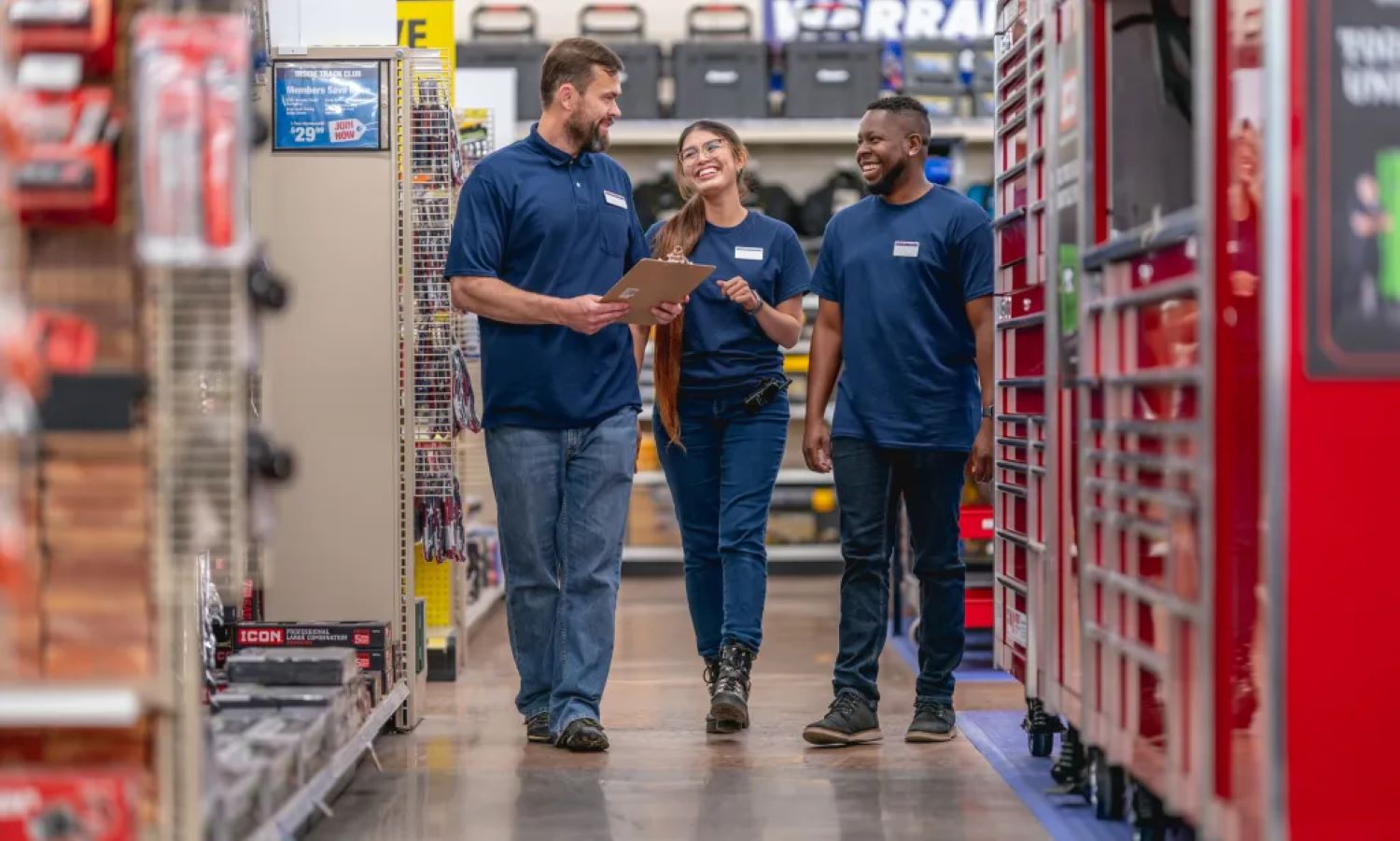 Harbor Freight Tools employees in a warehouse