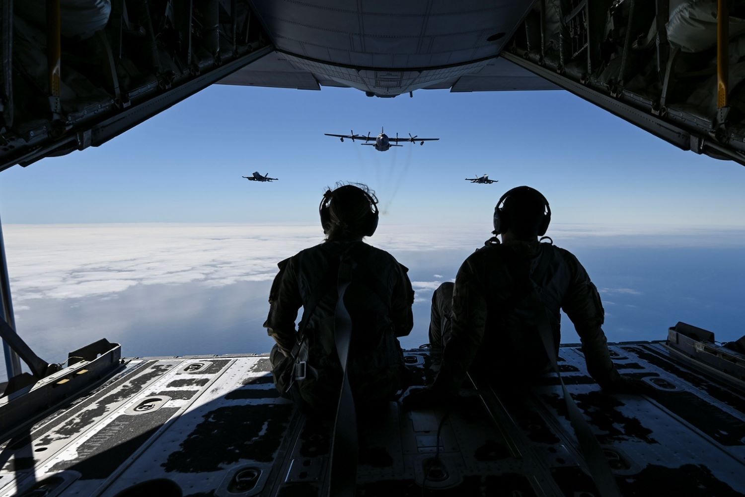 soldiers on an aircraft