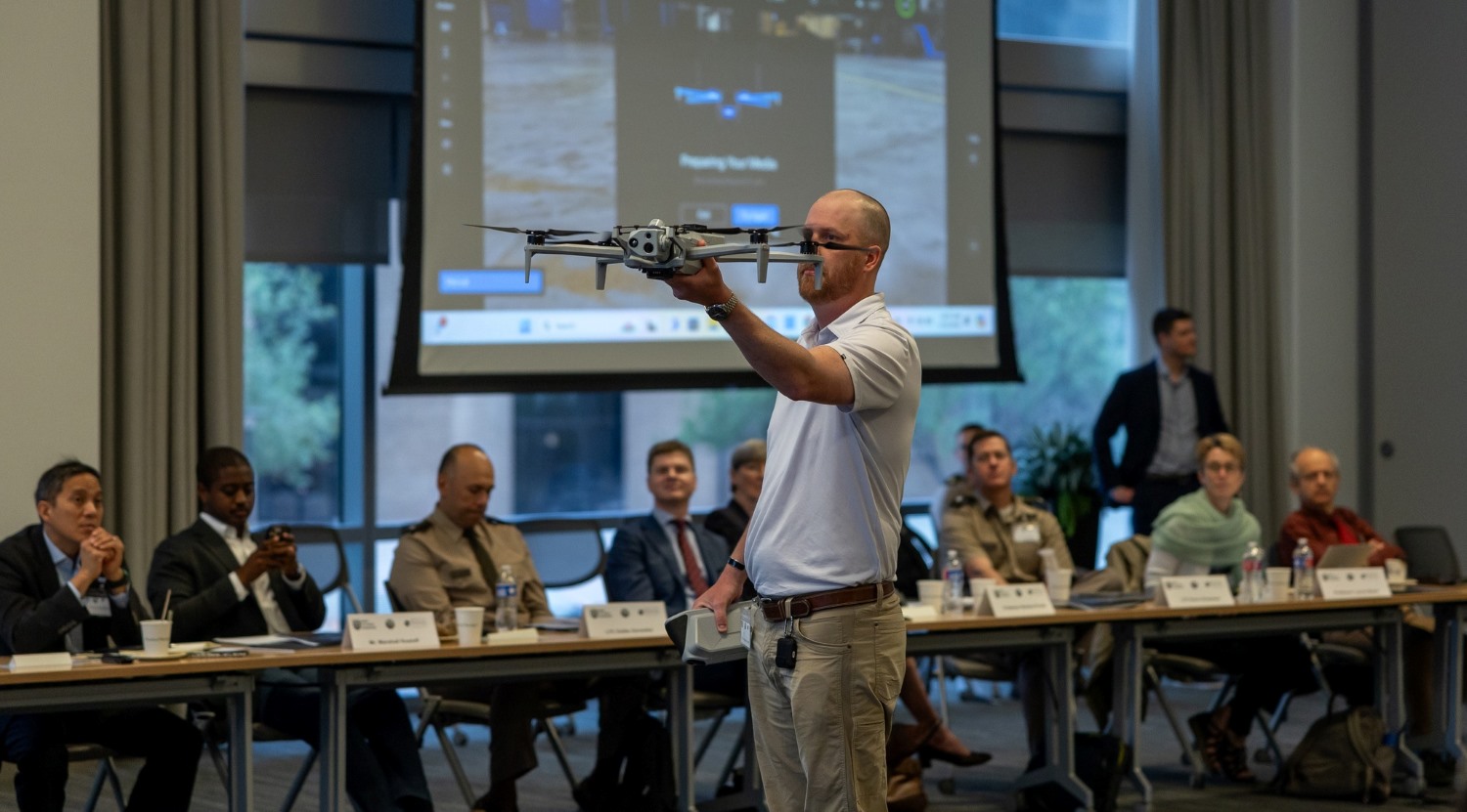 a man showing his drone