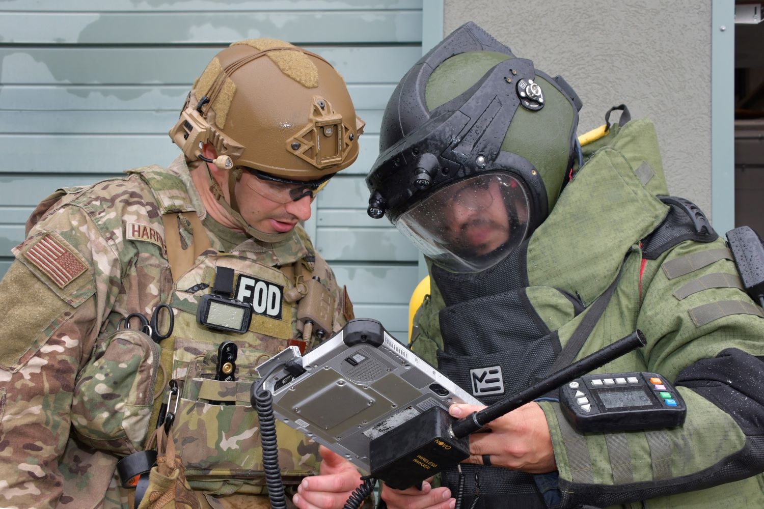 soldiers testing a drone