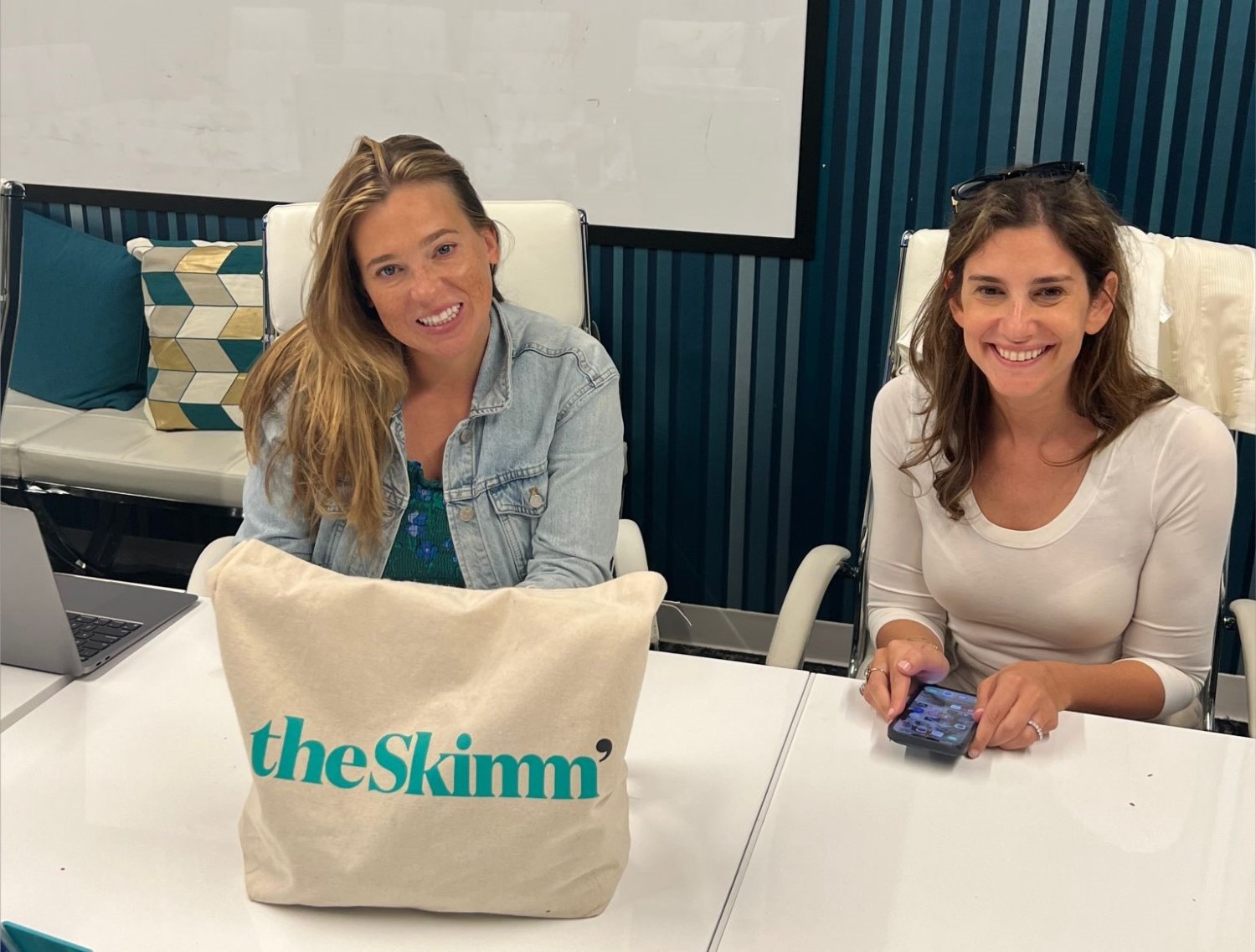 theSkimm co-founders at an event