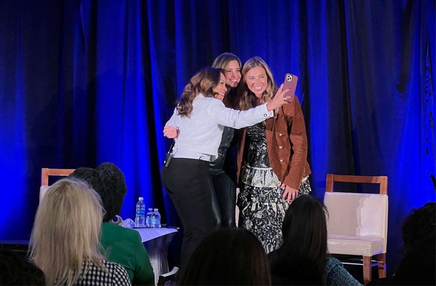 theSkimm co-founders in a guest interview at an event