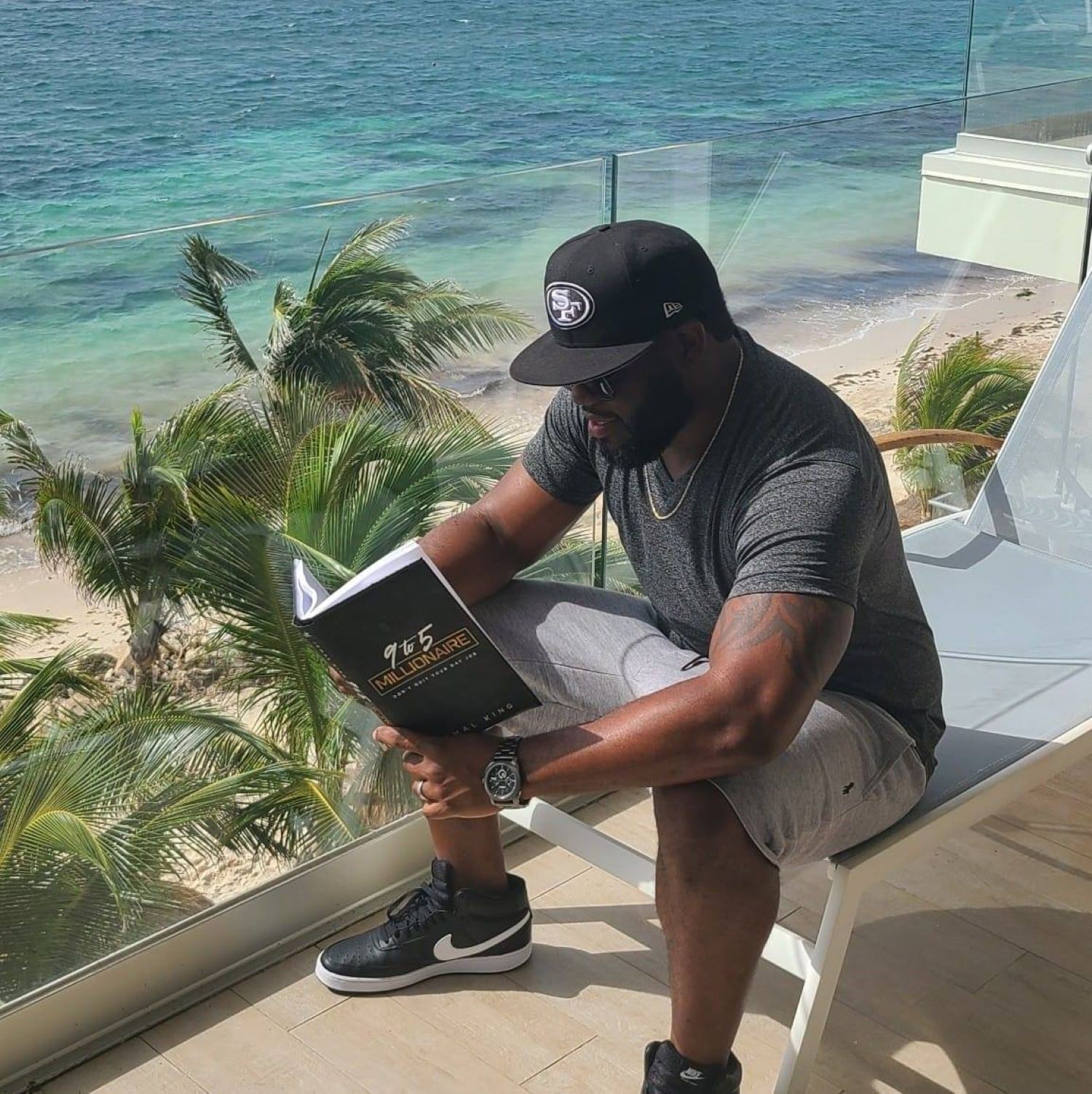 Curtis Wilson's reading a book
