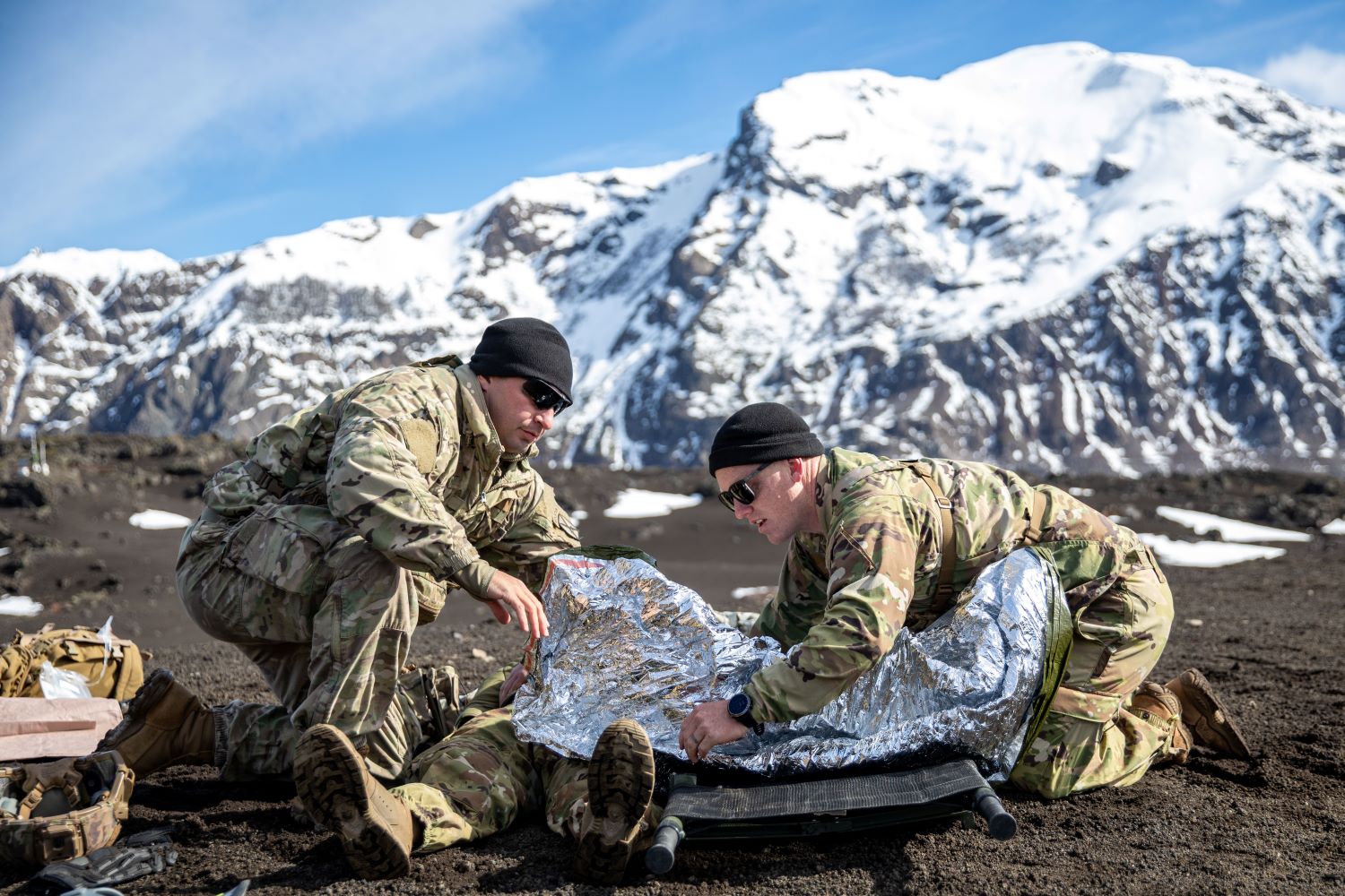 medical evacuation training in the rugged terrain of Antuco