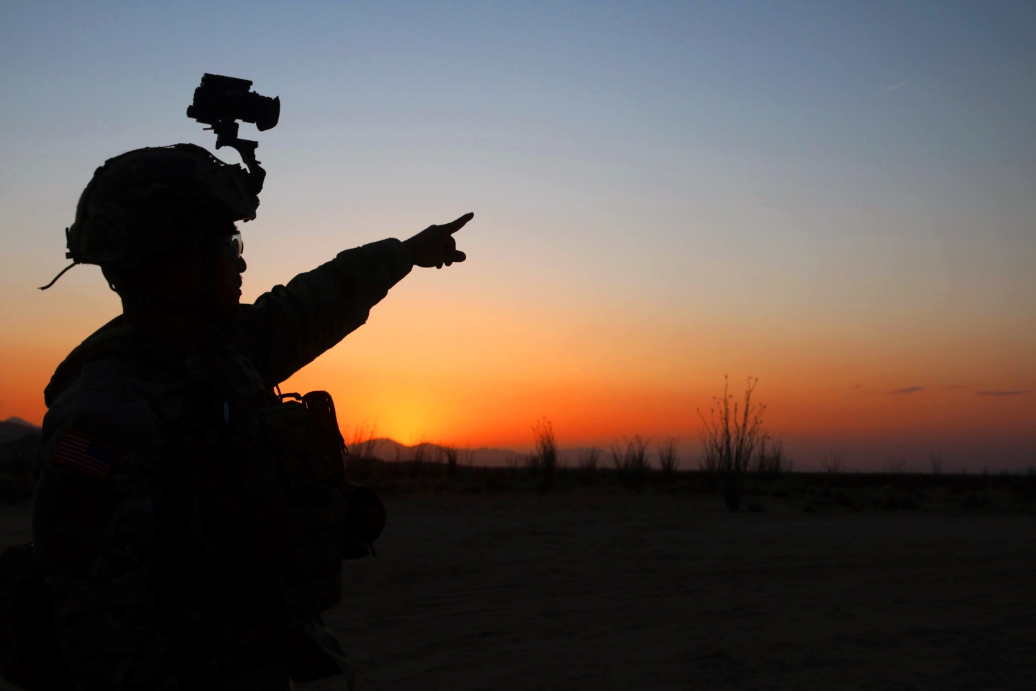 A soldier in sunset
